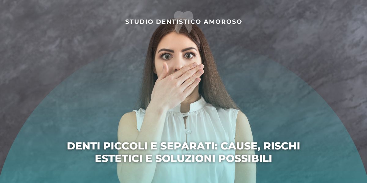 Donna con espressione sorpresa che copre la bocca, immagine di copertina per articolo informativo sul lichen planus orale, cause, sintomi e possibili trattamenti odontoiatrici